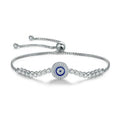 Sterling Silver Evil Eye Tennis Bracelet with CZ – Adjustable