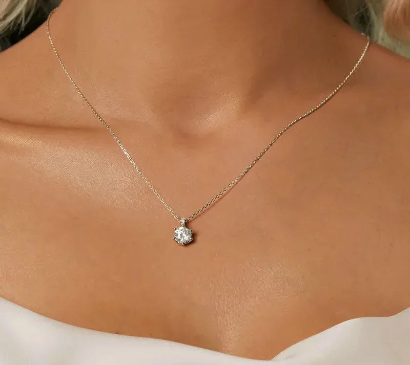 Glamorous Gem 1ct Moissanite Sterling Silver Pendant Necklace