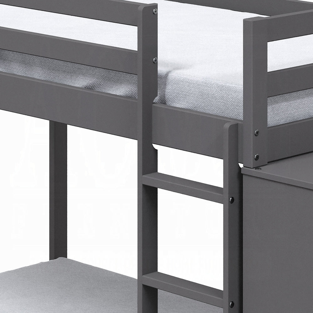 Barney Twin Bunk/Loft Bed W/Drawers & Storage - Grey