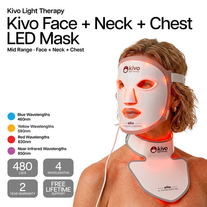 Kivo Elite Face + Neck + Chest: Blue, Yellow, Near-Infrared, and Red Light Therapy System