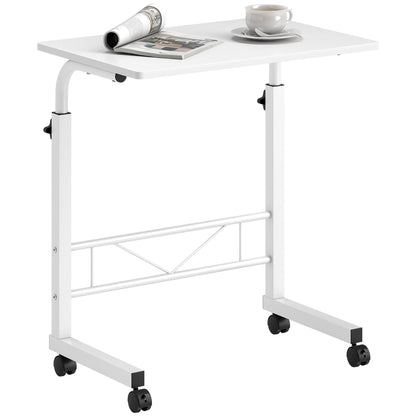 Mobile Standing Desk with Adjustable Height, 23.5 inch Stand Up Desk with Wheels, Natural Wood