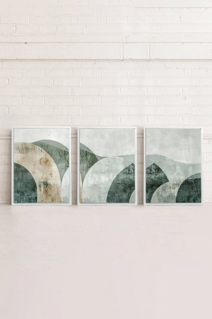 GREEN ELEGANCE TRIO (3 Oeuvres sur toile étirée)