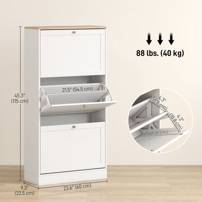 Modern Shoe Storage with 3 Flip Drawers and Adjustable Shelves, Shoe Cabinet Organizer for 12-18 Pairs of Shoes, Black