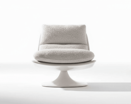 Bouclé Pedestal Chair and Ottoman