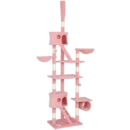 94"-102" Huge Cat Tree Ceiling High Cat Condo Scratching Post Activity Center Multi-Level Play House Light Grey