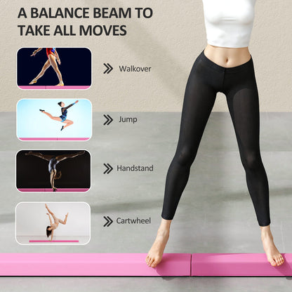 7ft Folding Balance Beam, Gymnastics Equipment with Anti-Slip Bottom for Kids Home Training, Multicolour