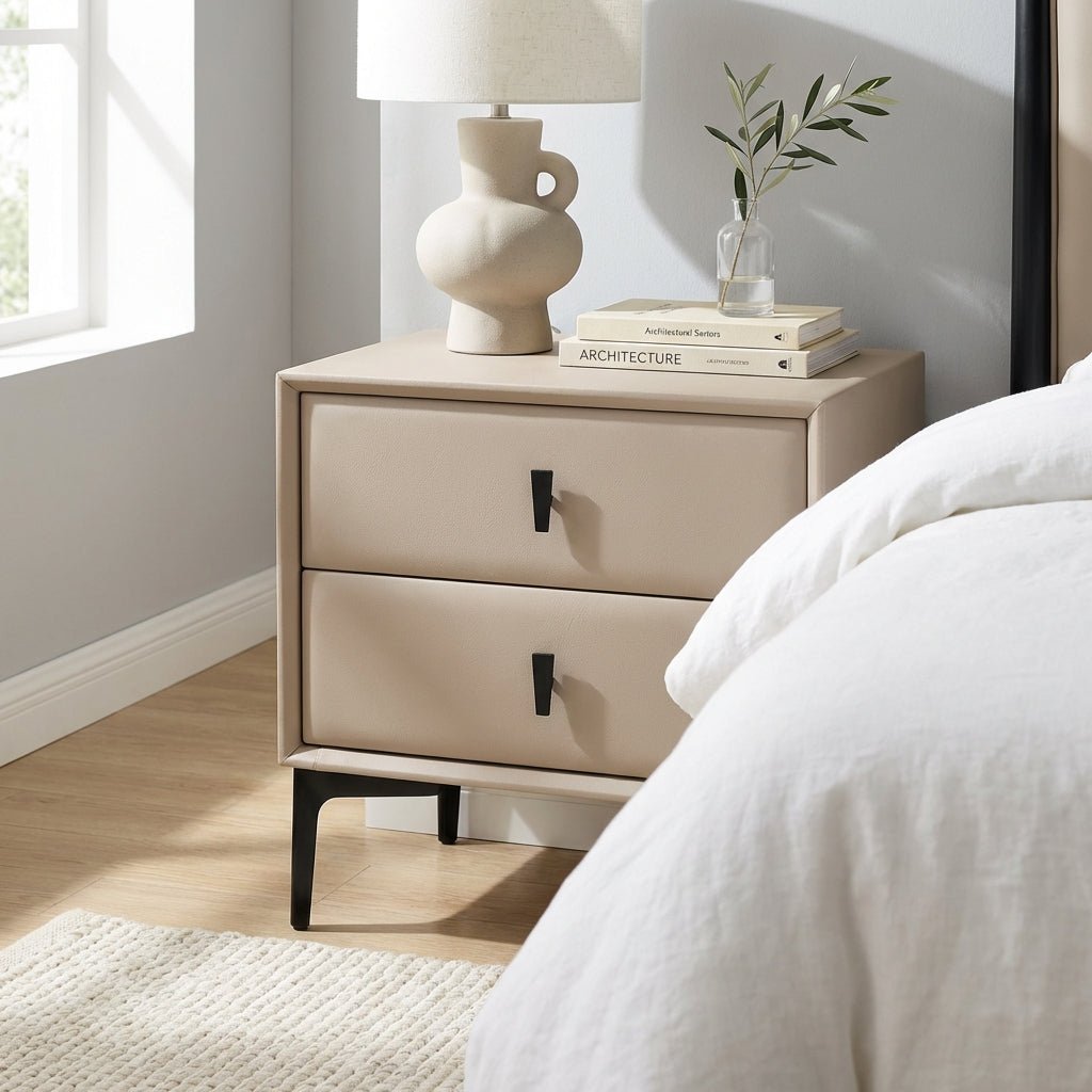 Brașov Two-Drawer Nightstand in Beige