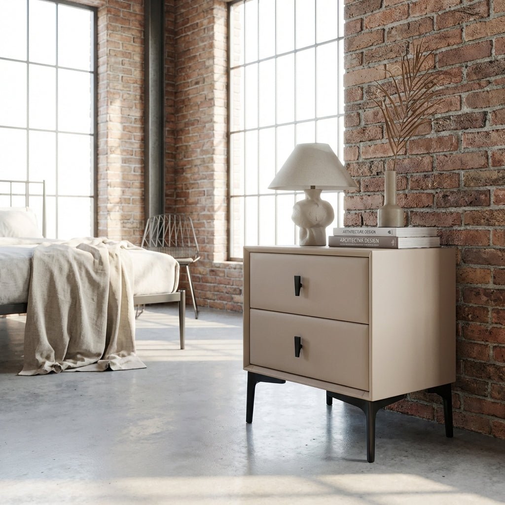 Brașov Two-Drawer Nightstand in Beige
