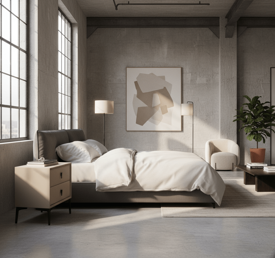 Brașov Two-Drawer Nightstand in Beige