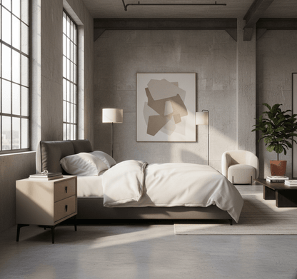 Brașov Two-Drawer Nightstand in Beige