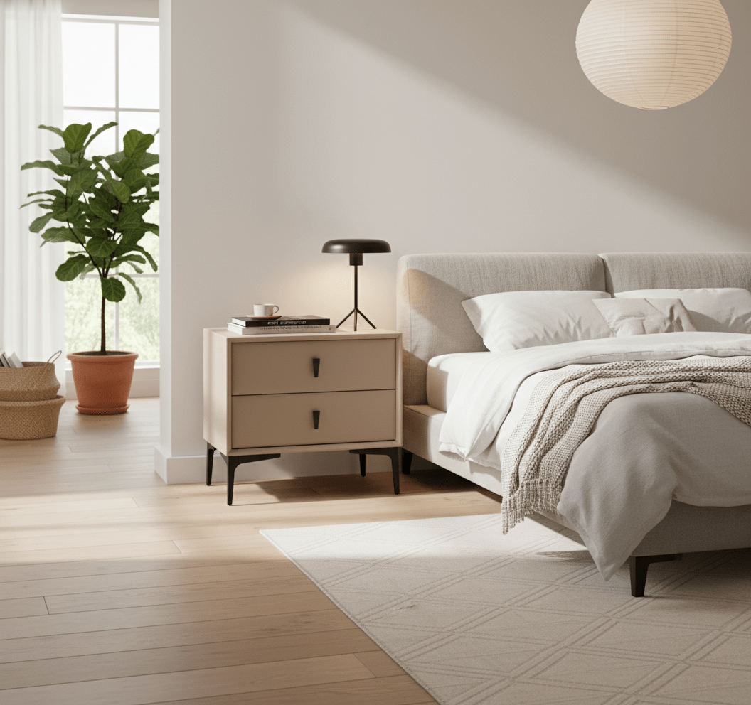 Brașov Two-Drawer Nightstand in Beige