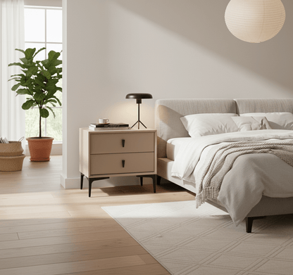 Brașov Two-Drawer Nightstand in Beige