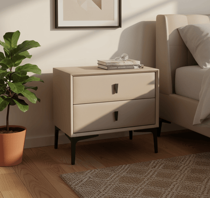 Brașov Two-Drawer Nightstand in Beige