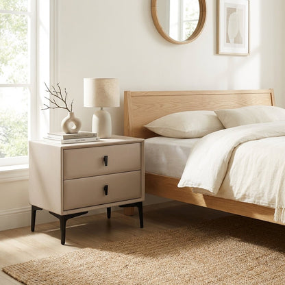 Brașov Two-Drawer Nightstand in Beige