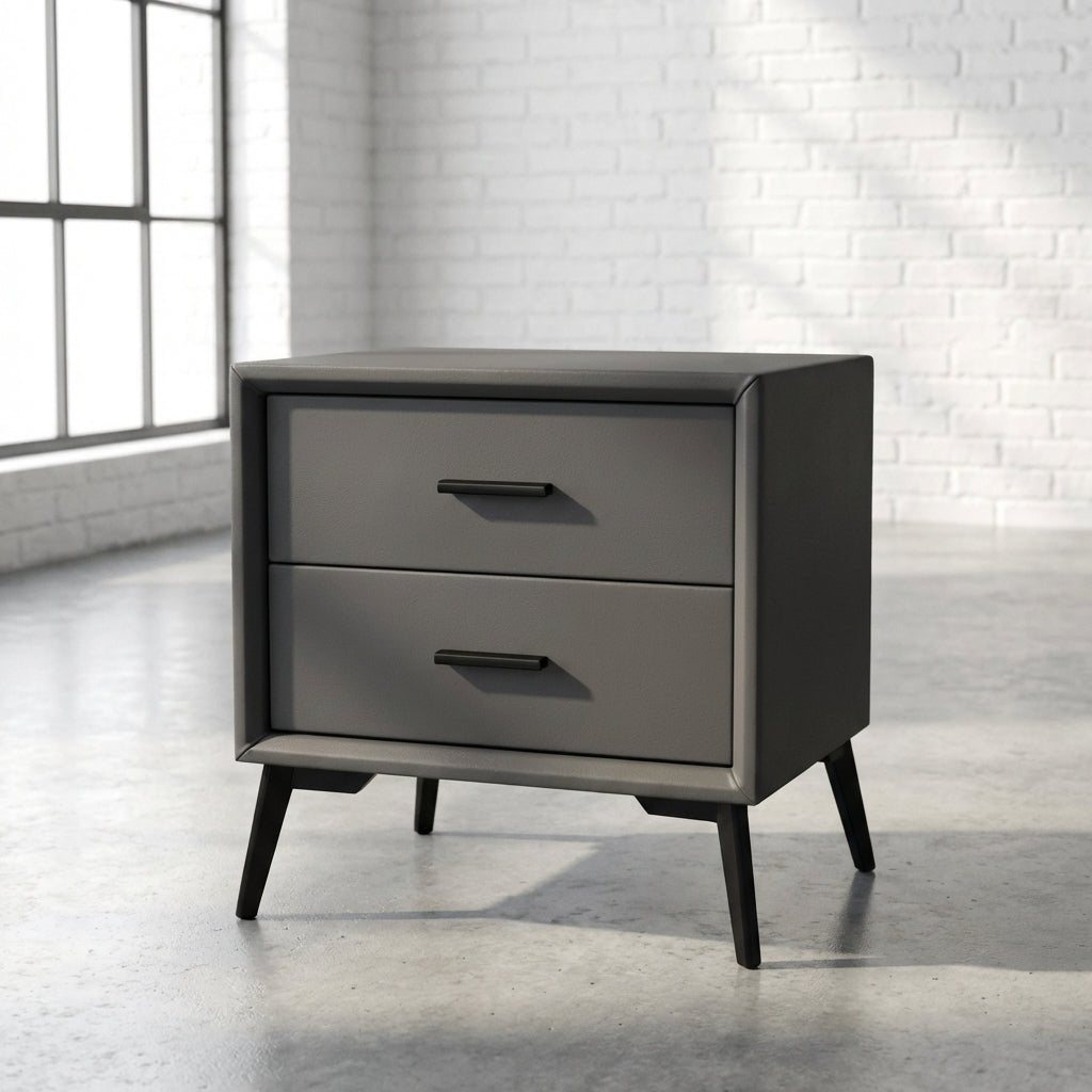 Brașov Two-Drawer Nightstand in Grey