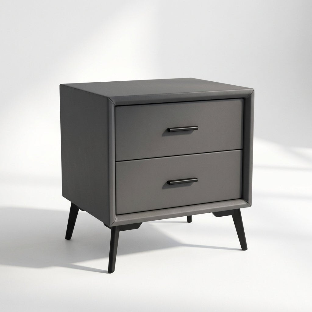 Brașov Two-Drawer Nightstand in Grey