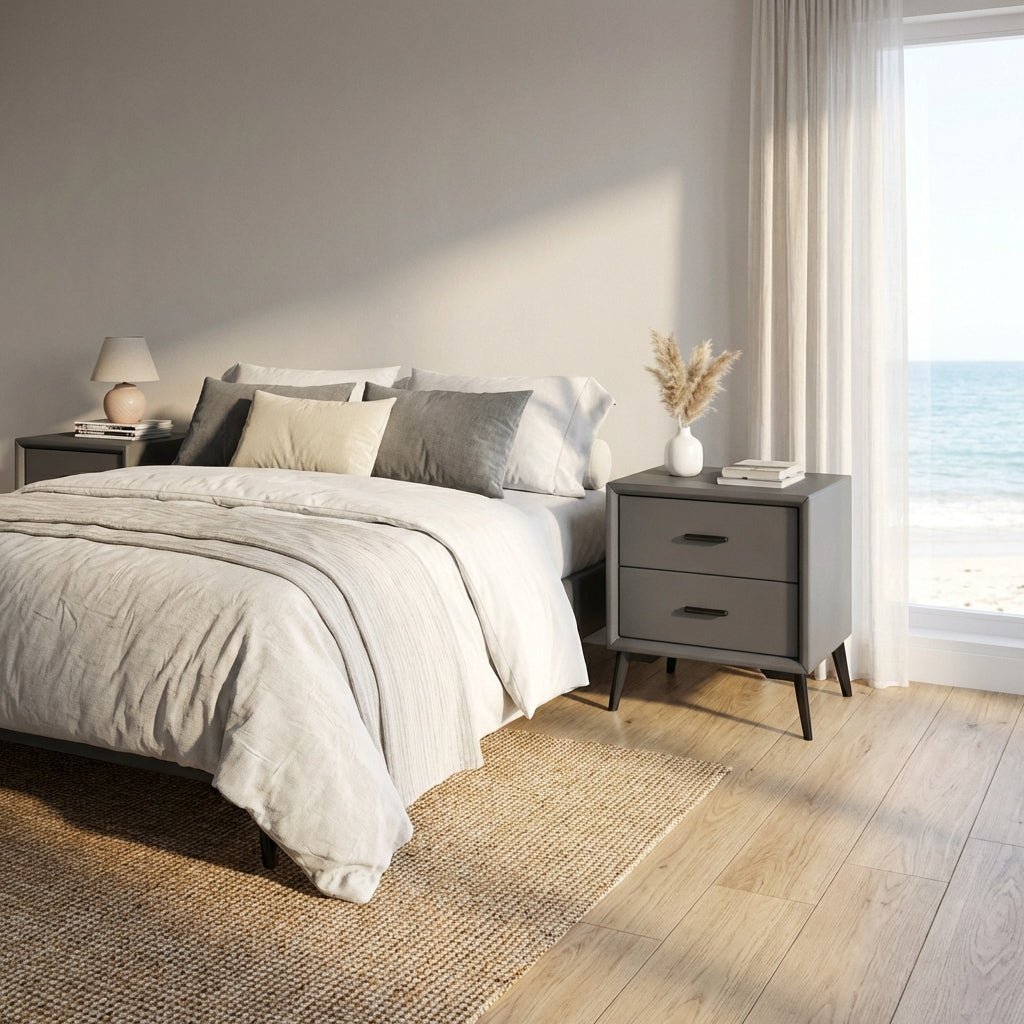 Brașov Two-Drawer Nightstand in Grey