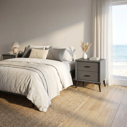 Brașov Two-Drawer Nightstand in Grey