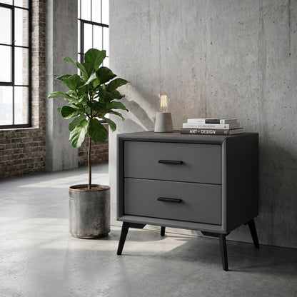 Brașov Two-Drawer Nightstand in Grey