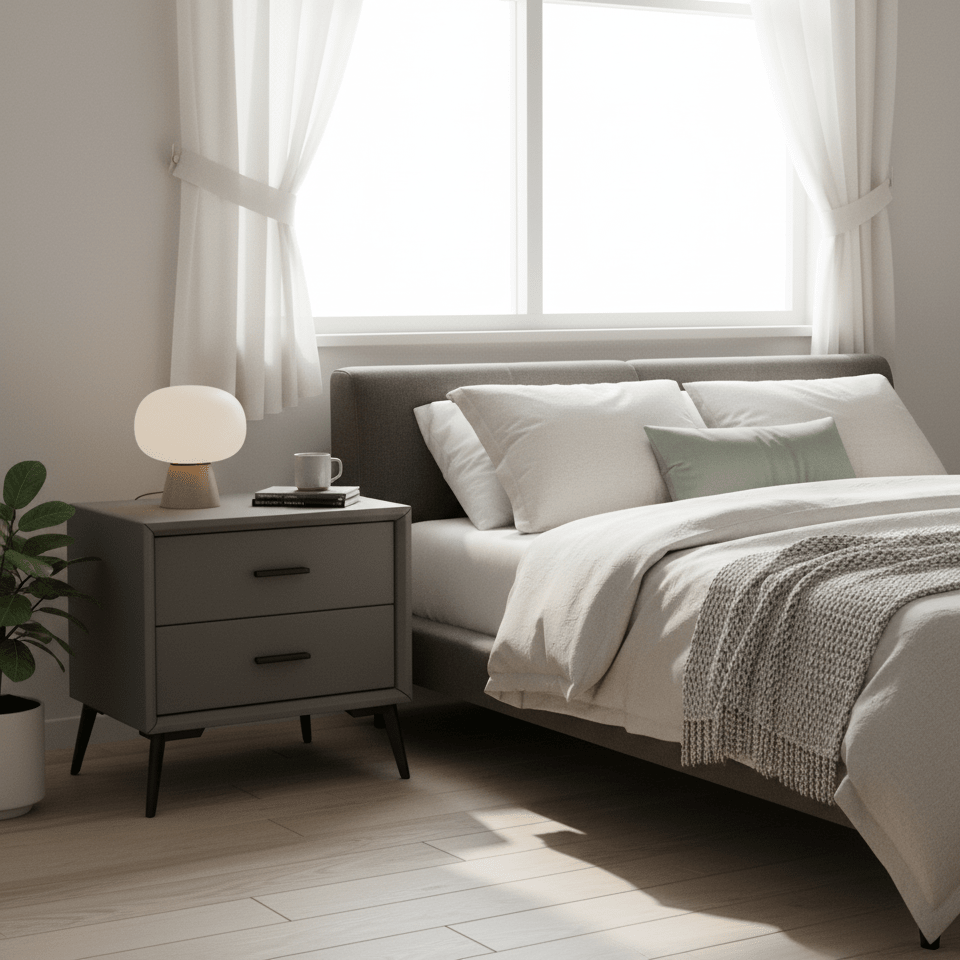 Brașov Two-Drawer Nightstand in Grey