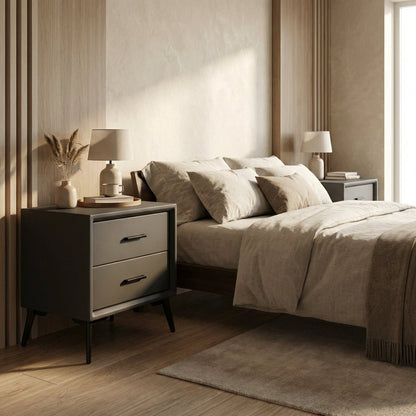 Brașov Two-Drawer Nightstand in Grey
