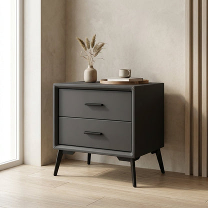 Brașov Two-Drawer Nightstand in Grey