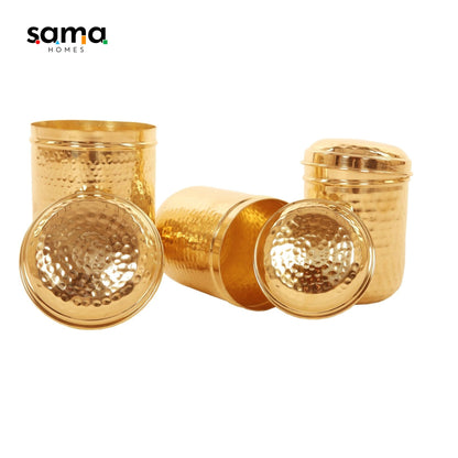 11-Piece Brass Hammered Canister Set | Airtight Pantry Storage Containers