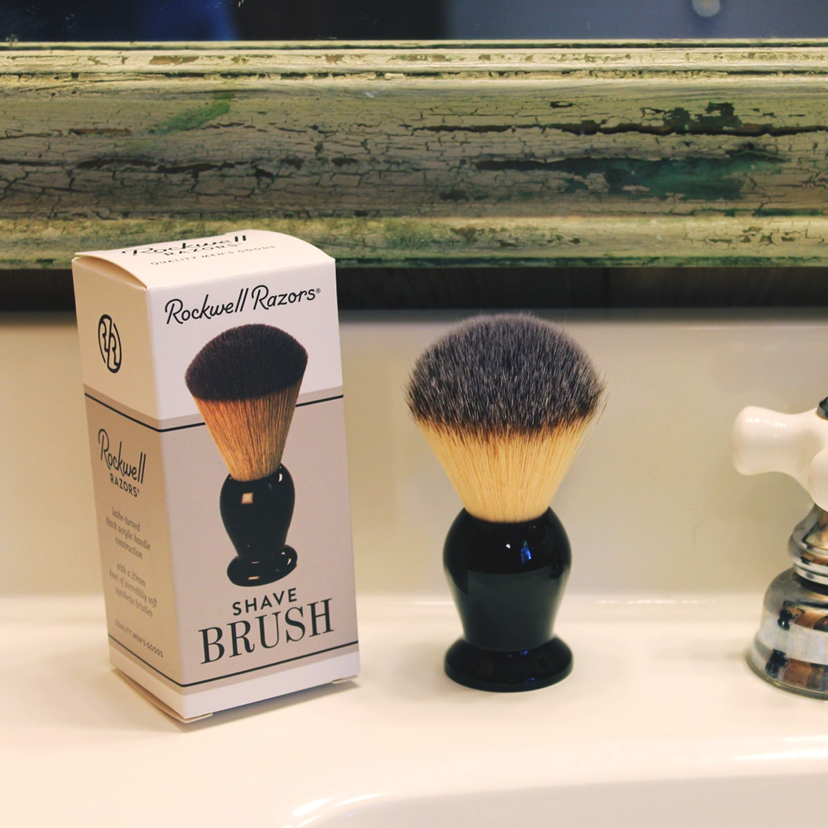 Rockwell Synthetic Shaving Brush, H:105, L:60, K:20mm, Black Acrylic Handle
