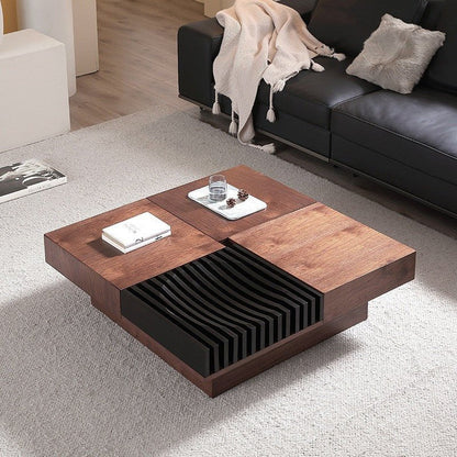 BT65 Square Wooden Coffee Table with 4 Storage Drawers