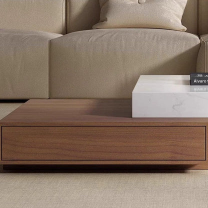 BT66 Coffee Table with Stone Veneer & Wood Drawers
