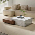 BT66 Coffee Table with Stone Veneer & Wood Drawers