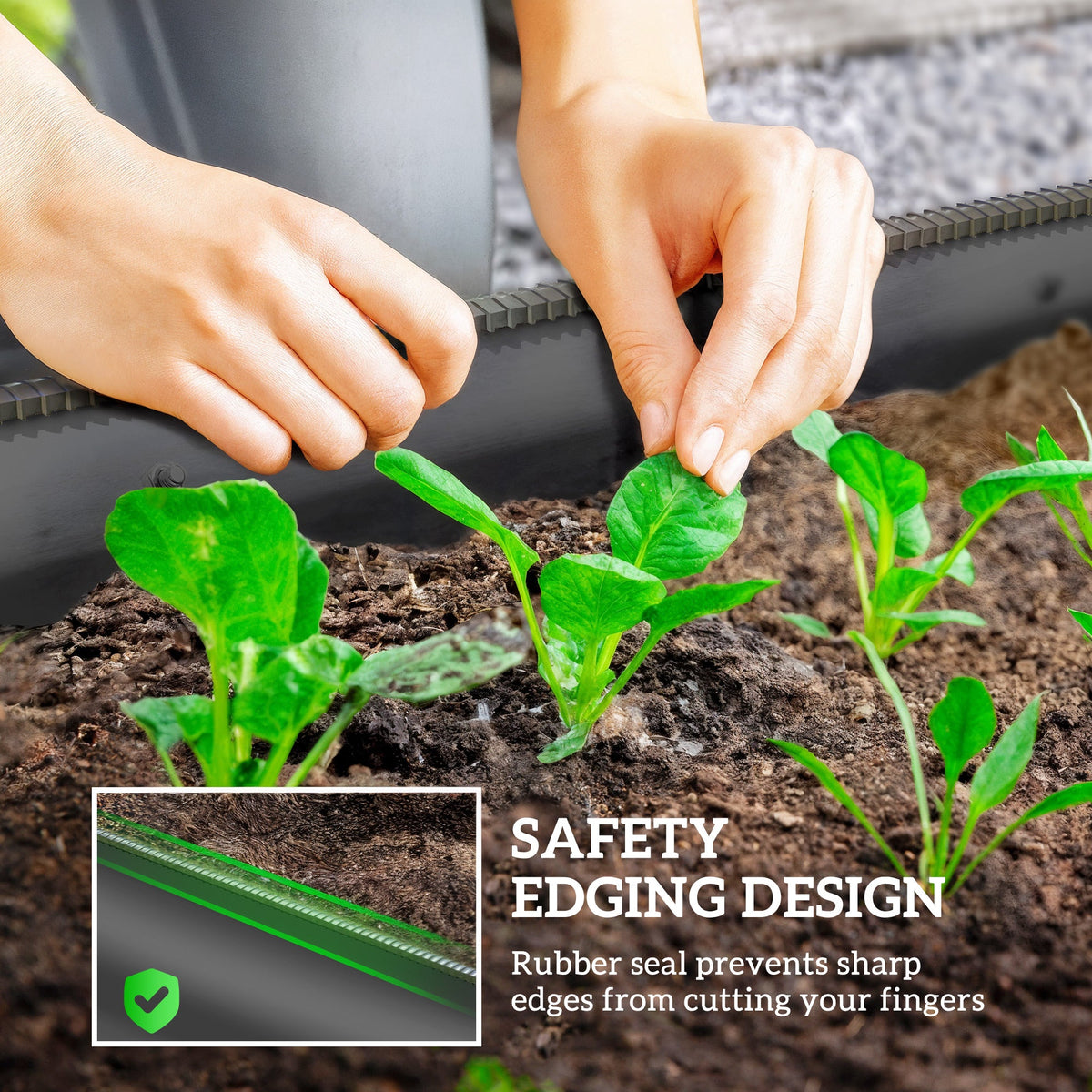 4.9 x 2 x 1ft Galvanized Raised Garden Bed Kit, Metal Planter Box with Safety Edging, Black