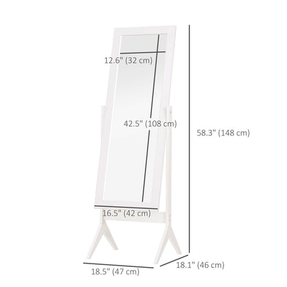 Full Length Mirror, Free Standing Full Body Mirror with Rectangular Frame, Adjustable Angle for Dressing Room, Bedroom, Living Room, Dark Brown