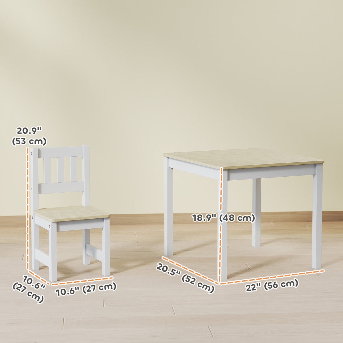 Kids Table and Chairs Set, Toddler Table and 2 Chair Set for Activity, Art, Craft, Reading, Learning, Grey