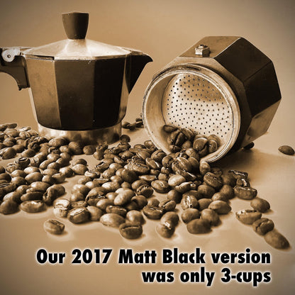 Dolce Vita! Matt Black Moka Pot - Steel Boiler