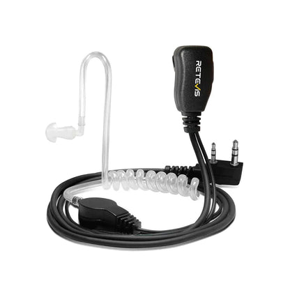 Retevis 2-Pin EAK001 Covert Acoustic Tube Earpiece with PTT Mic (Secret Service Style)