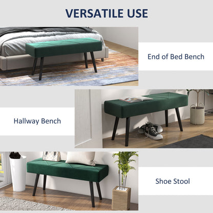 39 Inches Upholstered Bedroom Bench, Modern End of Bed Bench with Steel Legs, Cream White