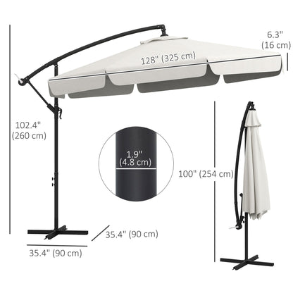 11 FT Cantilever Patio Umbrella Offset Parasol with Cross Base and 8 Ribs for Garden, Black