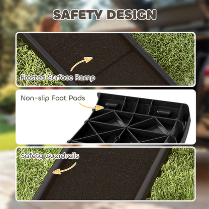 61 Inches Folding Pet Ramp with Frosted Surface, Raised Side Rails, for Cars, SUVs