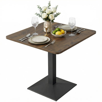 28" Square Dining Table, Modern Dining Room Table with Steel Base, Space Saving Small Kitchen Table, Dark Brown