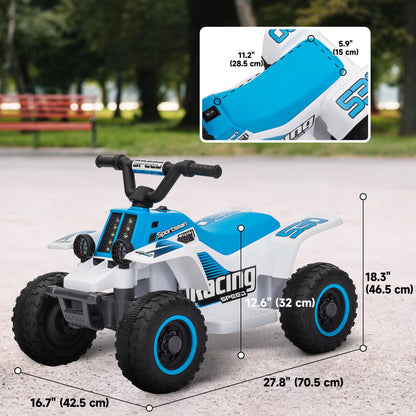 6V Kids ATV Quad, 4 Wheeler Battery Powered Electric Ride on Car w/ Lights, Forward Backward, Black