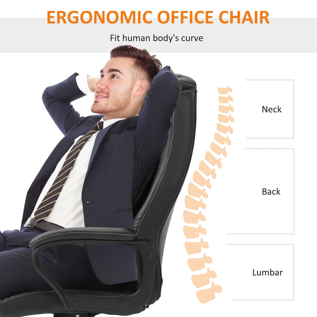 Massage Office Chair, High Back Executive Office Chair with 6-Point Vibration, Timer, Adjustable Height, Swivel Seat and Rocking Function, Black