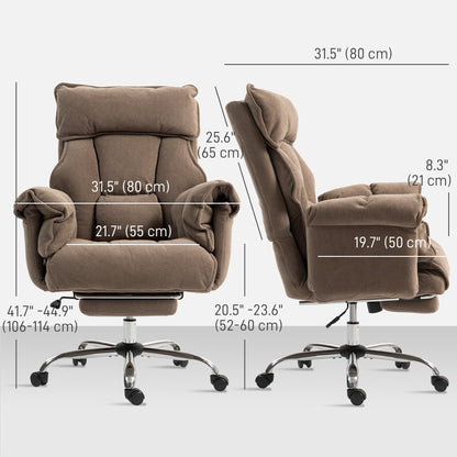 Desk Chair, Computer Office Chair with Footrest, Adjustable Backrest and Headrest, Black