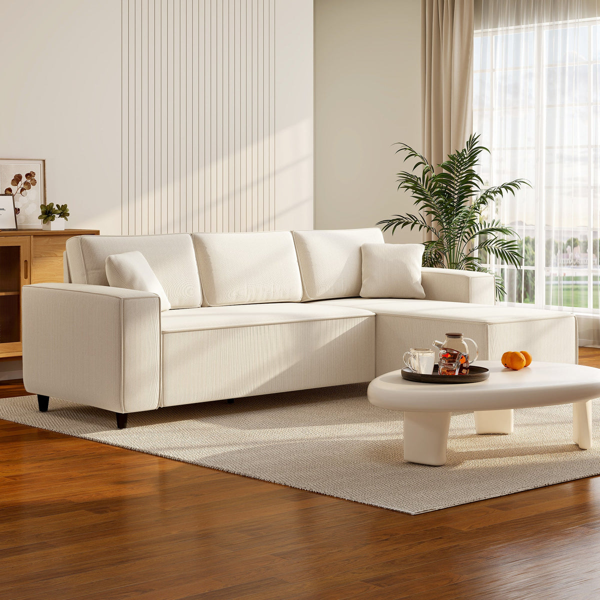 Ronny Reversible Sectional with Changeable Chaise-Cream White