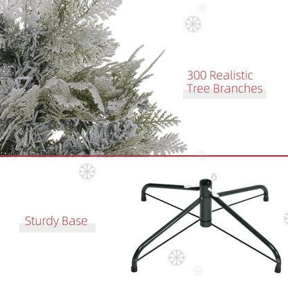 6 Feet Pencil Snow Flocked Artificial Christmas Tree with 517 Realistic Cypress Branches, Auto Open, Green