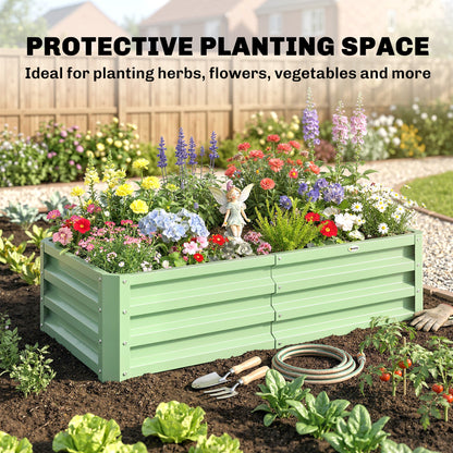 Galvanized Raised Garden Bed, Outdoor Planter Box for Vegetables, Flowers, Herbs, 4' x 2' x 1', Light Green