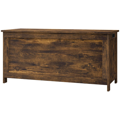 Storage Trunk with 2 Safety Hinges, Modern Entryway Bench with Side Handles, Storage Chest for Living Room, Black