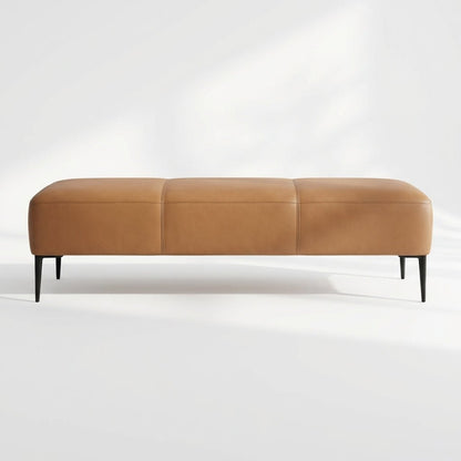 Camel Upholstered Bench with Metal Legs