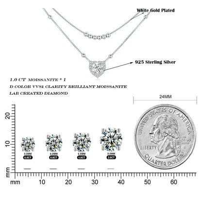 Capture Her Heart With Dazzling Brilliance: 1Ct Moissanite Heart Necklace