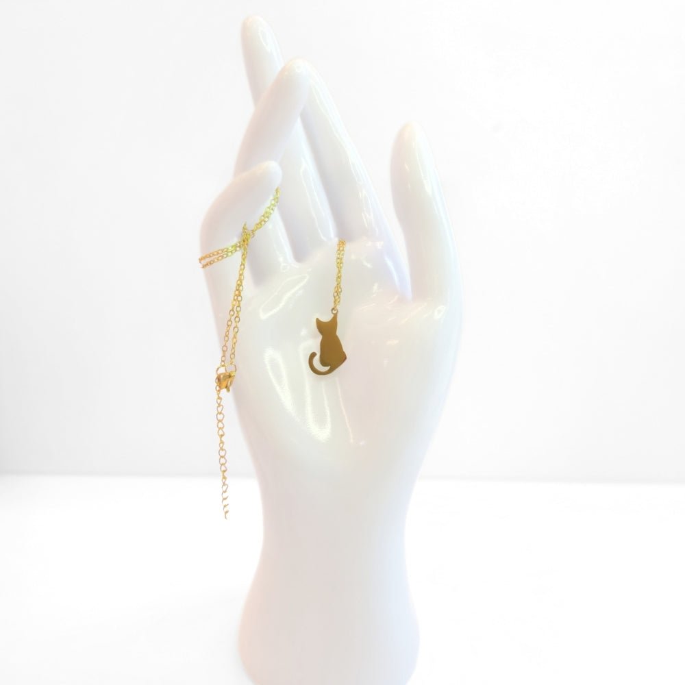 Cat Silhouette Necklace (Gold) - Products Added